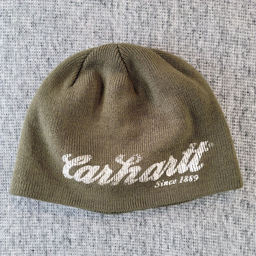 Carhartt 2011 Spellout Logo Knit Beanie Skull Cap Hat Olive Green Mens Y2K Style
